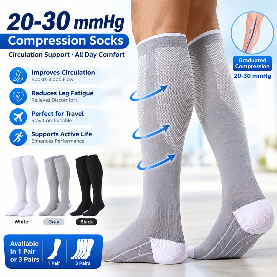 Compression Sleeve Calf - 3/1 Pasang Kaus Kaki Kompresi 20-30mmHg,