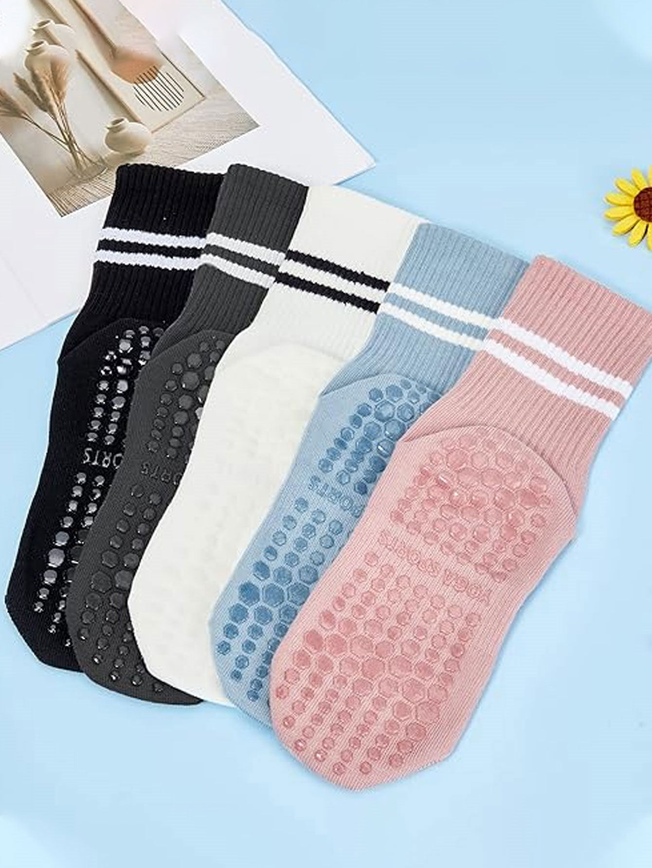 3 Pasang Kaus Kaki Yoga, Kaus  - Grip Sock Yoga ulasan dan harga